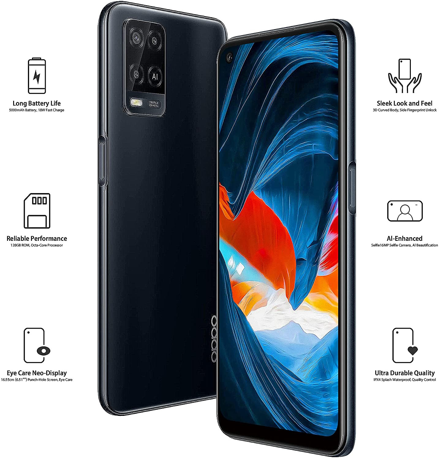 Oppo A54 Black 4GB RAM 64GB 4G LTE