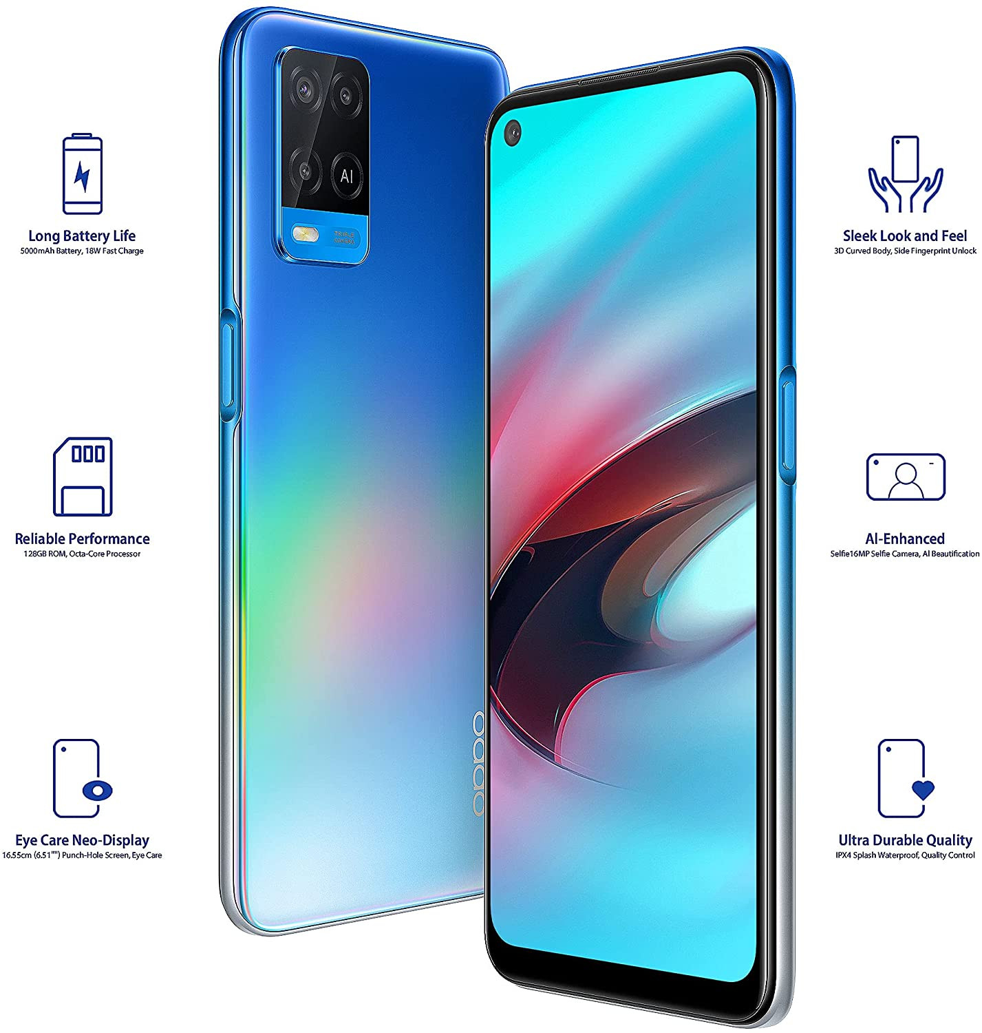 Oppo A54 Blue 4GB RAM 64GB 4G LTE