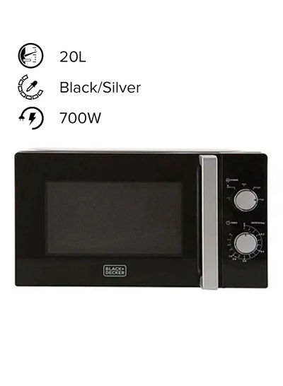 BLACK+DECKER Microwave Oven With Defrost Function 20 l 700 W MZ2010P-B5 Black/Silver